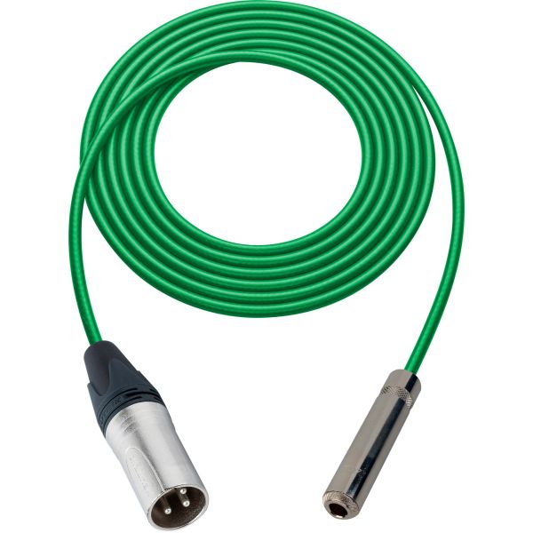 Sescom SC100XSJZGN Audio Cable Canare Star-Quad 3-Pin XLR Male to 1/4 TRS  Balanced Female Green - 100 Foot